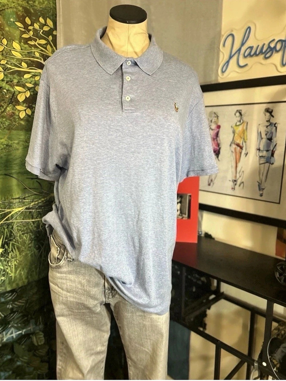 Polo by Ralph Lauren Light Blue Men's Slim Fit Shirt with Embroidered Pony XL